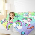 thumbnail image 4 of Manfei Kawaii Unicorn Bedding Comforter Set,Cute Rainbow Lightning Pattern Twin Comforter Sets,Yellow Green Purple Ombre Bedding Set For Girls Teens,Breathable Home Decor Reversible,2 Pieces, 4 of 8