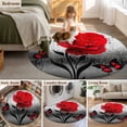 thumbnail image 5 of Round Area Rug 5 Ft, Valentine's Day Washable Non-Slip Circle Carpet for Living Room/Bedroom, Red Rose Floral Watercolor Butterfly Flowers Low-Profile Runner Mats Collection Rugs for Indoor, 5 of 8