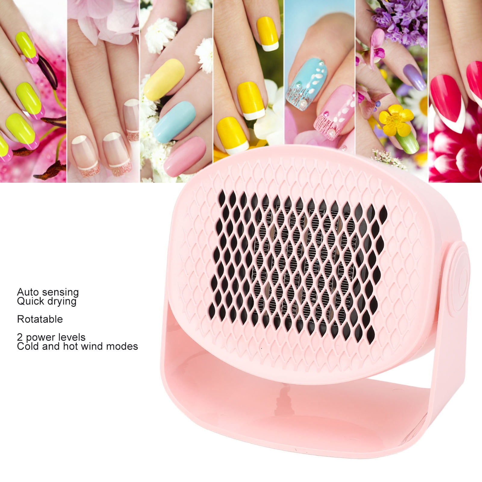 NFTIGB Nail Warm Cool Wind Blower Automatic Sensor 2 Power Level Manicure Fan Polish Curing EU Plug 220V Professional Salon Quality Fast Drying Tool for Hands and Toes