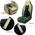 thumbnail image 6 of Xixirimido Car Seat Covers Front Seats Only with Belt Covers Armrest Box Cover 5Pcs Set for SUV Sedan Van Truck PU Leather Seat Protector Automotive Accessories, Black Cat Green Floral, 6 of 8
