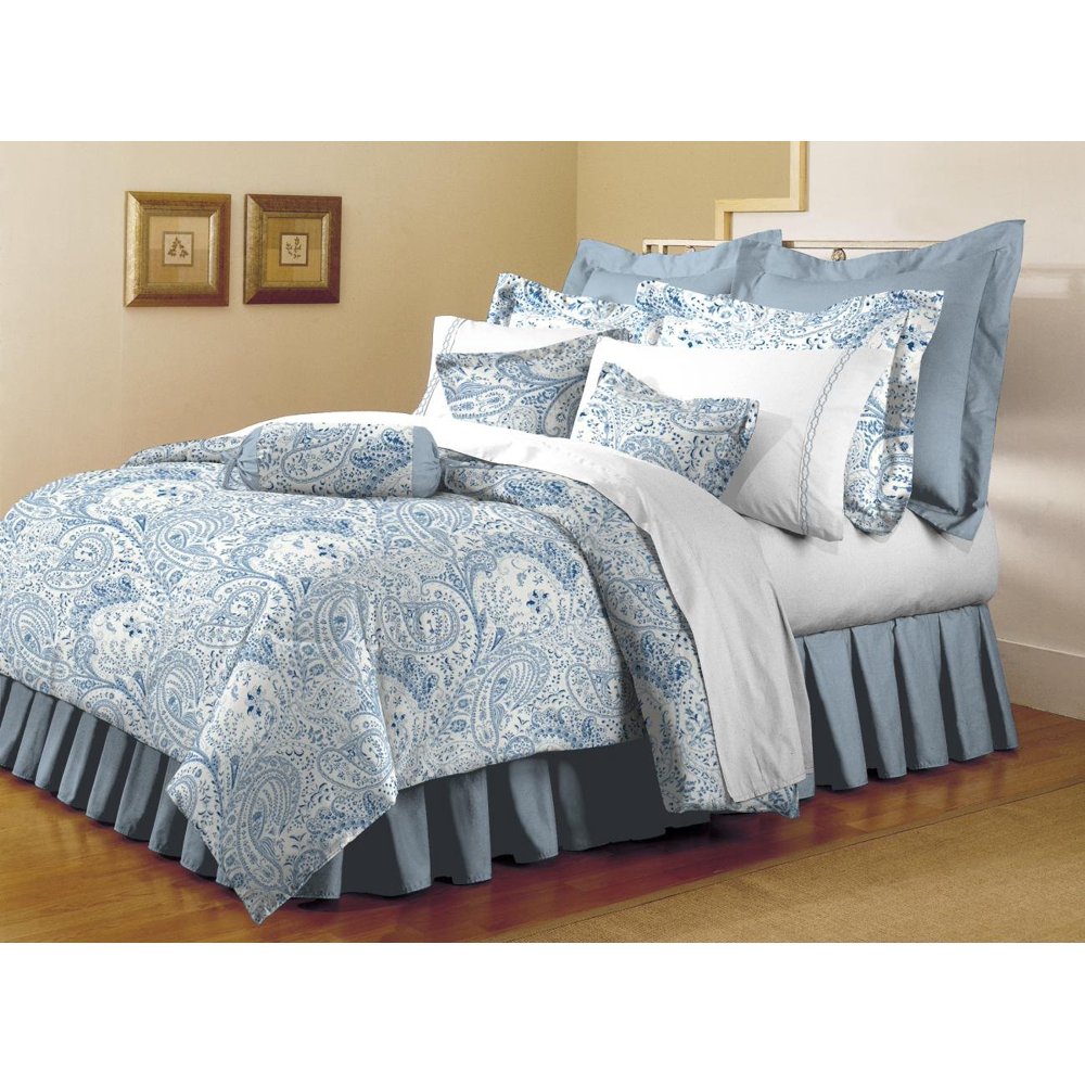 Paisley Printed Microfiber Duvet Cover Set BLUE / King
