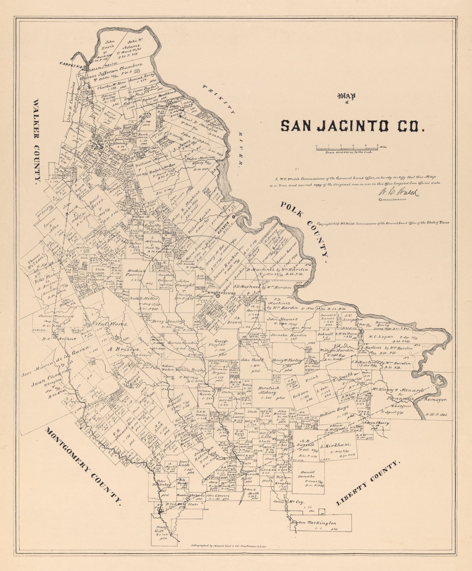 San Jacinto County Texas Walsh 1879 23 x 27.81