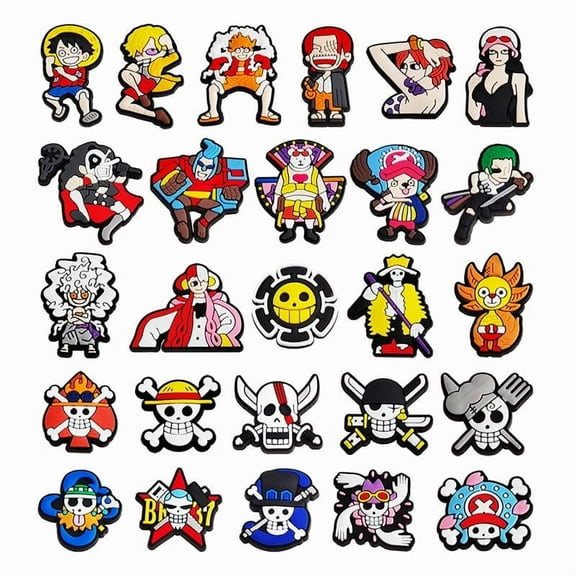 26 Pcs Cartoon One Piece Shoe Charms for Clog Sandals, Cute Shoes Decoration Charms for Teen Adults