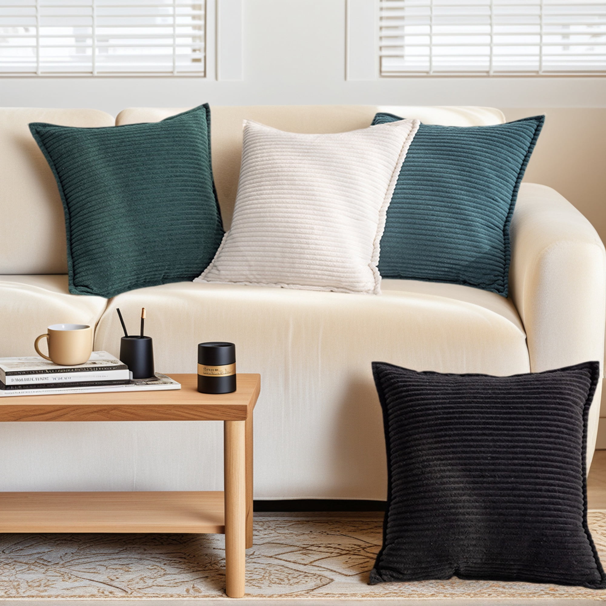REGALWOVEN Striped Decorative Throw Pillow Covers Pack of 2 Soft Cushion Pillow Cases for Sofa Home Decor Brown 18" x 18"