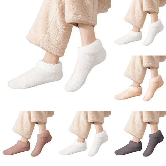Helii Women's Winter Fleece Lined Socks Thick Warm Plush Non-Slip Home Sleeping Socks