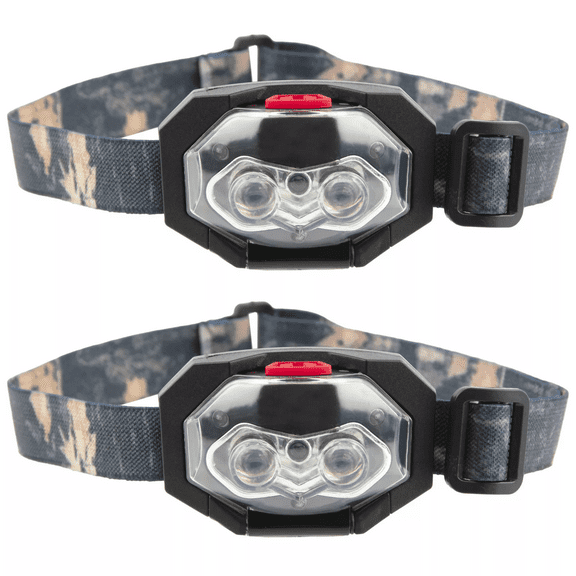 Woodland Creek 3 LED Battery Operated Head Lamp in Black Camo, 2 Pack