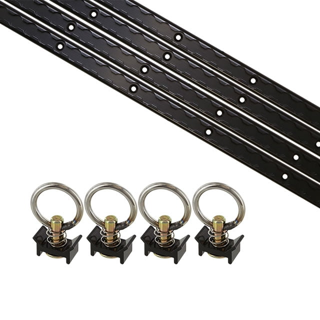 8 Piece 4' L Track Tie Down System Black