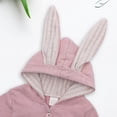 thumbnail image 6 of XinLfly Kids Baby Rabbit Ear Hooded Zipper Romper Toddler Bodysuit Long Sleeve Solid Color Zip Hoodie Jumpsuit Infant Playsuit,Brown,0-3M, 6 of 7