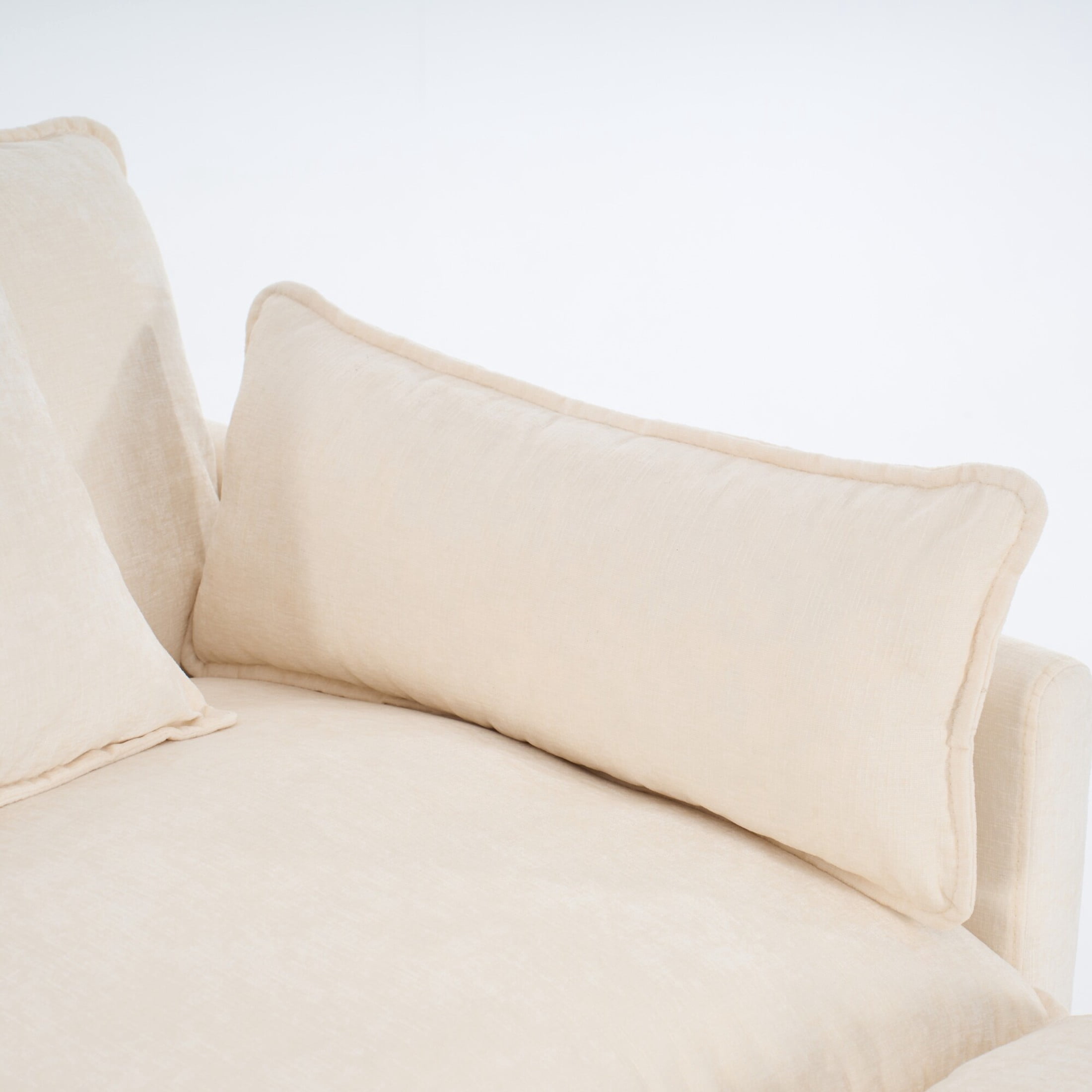 Noble House Modern Chenille Upholstered Accent Chair with Ottoman, Solid Wood Frame, Beige