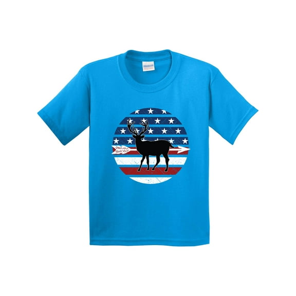 Inktastic Deer Bow Hunting USA Flag Youth T-Shirt
