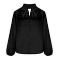 thumbnail image 4 of Xdegoge Silk Blouse for Women Long Sleeve Cross Collar Blouses Casual Dressy Office Top Elegant Satin Tops for Spring, Summer, 4 of 9