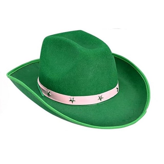 Sombrero de vaquero rosa con remaches de estrella de cinco puntas Sombrero de vaquero occidental con cinturón negro Sombrero de vaquero con remaches de estrella de cinco puntas
