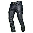 thumbnail image 3 of purcolt for Days!Mens Plus Size Faux Leather Pant Casual Multi-Pockets Motorcycle Cargo Pants Autumn Winter Retro Outdoor PU Leather Steampunk Biker Trousers, 3 of 7