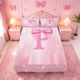 thumbnail image 5 of meiyoeat 3D Cartoon Coquette Bows Queen Sheets For Kids,Girly Personalized Alphabet P Queen Sheet Sets,4Pcs, 5 of 6