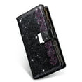 thumbnail image 2 of Wallet Case For iPhone 16 ,Glitter Sparkly Bling Flip Leather Zipper Pocket Magnetic Wallet Case with 9 Card Slot Kickstand Strap Phone Case For iPhone 16, 2 of 15