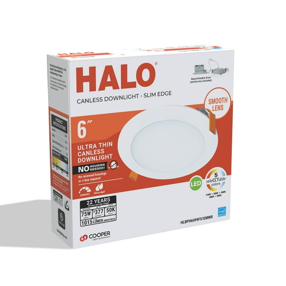 Halo 6" inch Recessed Canless LED Ceiling Light Direct Mount, White