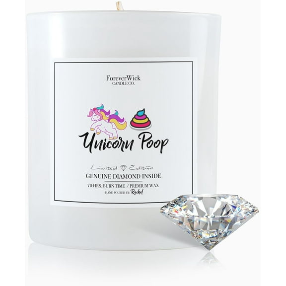 ForeverWick Diamond Candle 14oz Unicorn Poop Candle With Diamond Inside - Funny Candle, Birthday Candle, Humor, Unicorn, Diamond, Cotton Candy