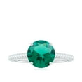 thumbnail image 4 of Rosec Jewels Solitaire Created Emerald Ring with Diamond Side Stones (8 mm) - AAAA Quality, 18K White Gold, US 7.50, 4 of 8