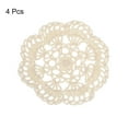 thumbnail image 3 of Fabric Coasters, 4pack 6" - Cotton Woven Crochet Doilies, Lace Embroidery Cup Mat with Floral Pattern (Beige), 3 of 5