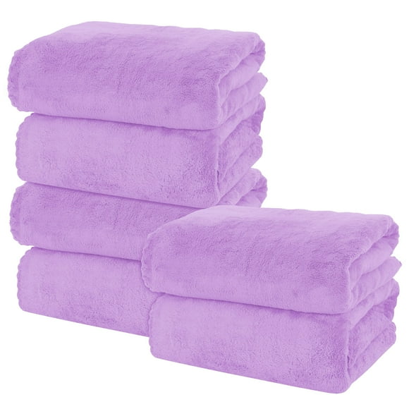 Juego de toallas de baño MOONQUEEN, 6 unidades, microfibra de secado rápido, color morado