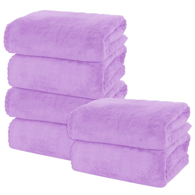 Juego de toallas de baño MOONQUEEN, 6 unidades, microfibra de secado rápido, color morado