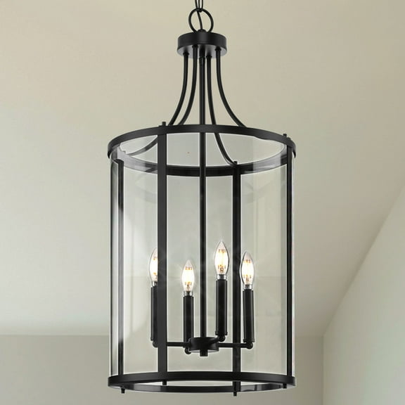 Luxury Modern Farmhouse Chandelier, Matte Black, UHP4613