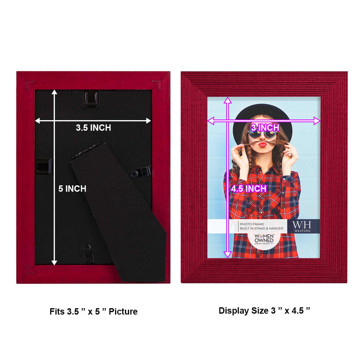 Grooved 3.5 in. x 5 in. Red Picture Frame (Set of 2)
