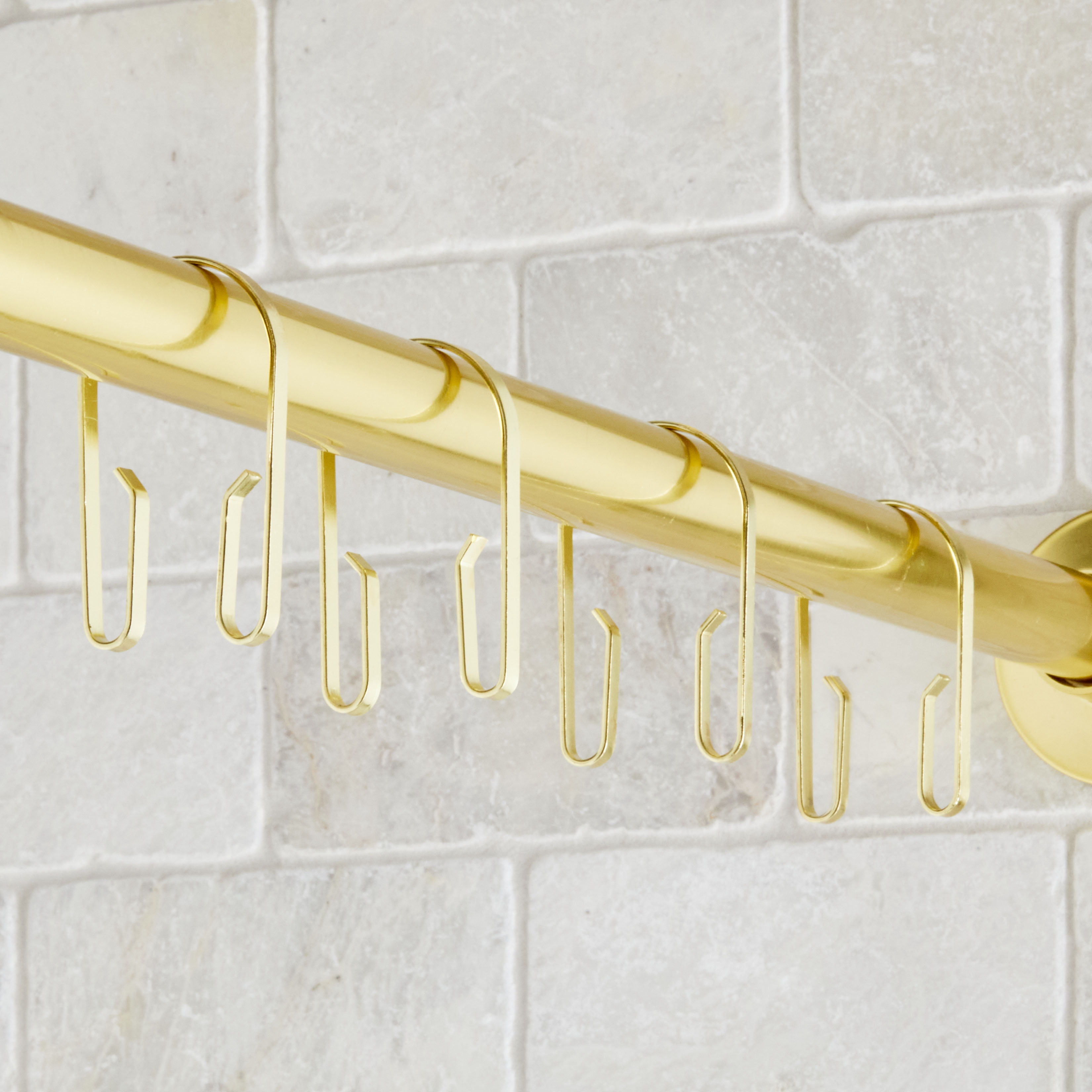 Better Homes & Gardens U-Shape Rustproof Stainless Steel Double Shower Hooks, Brass, Set of 12