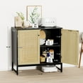 thumbnail image 6 of HQZX New Mid-Century Sideboard with 2 Rattan Arched Door ,Accent Storage Cabinet,Black, 6 of 7