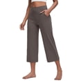 thumbnail image 2 of Inglocry Women's Yoga Capris Legging Pants Lightweight Business Casual Work Pants Stretch Petite Golf Slacks Crop Pant Khaki 2XL, 2 of 6