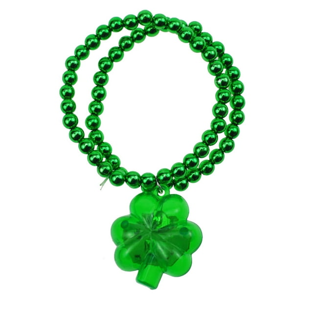 Pulsera luminosa de trébol, pulseras de trébol brillantes, pulsera de cuentas, joyería, correas de muñeca, accesorio de decoración para el Día de San Patricio.