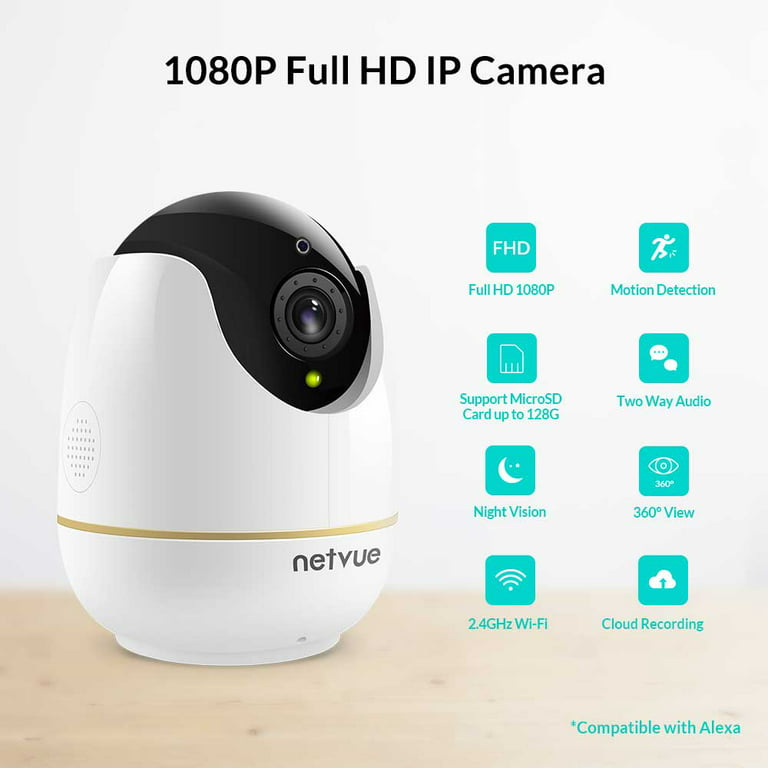 NETVUE Orb Cam, 1080P FHD WiFi Indoor Security Home Camera, Night Vision,  2-Way