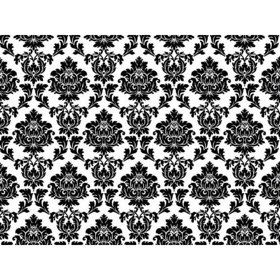 Damask Black on White Background Edible Image Icing Cake Topper for Quarter Sheet Cake, by TNCT