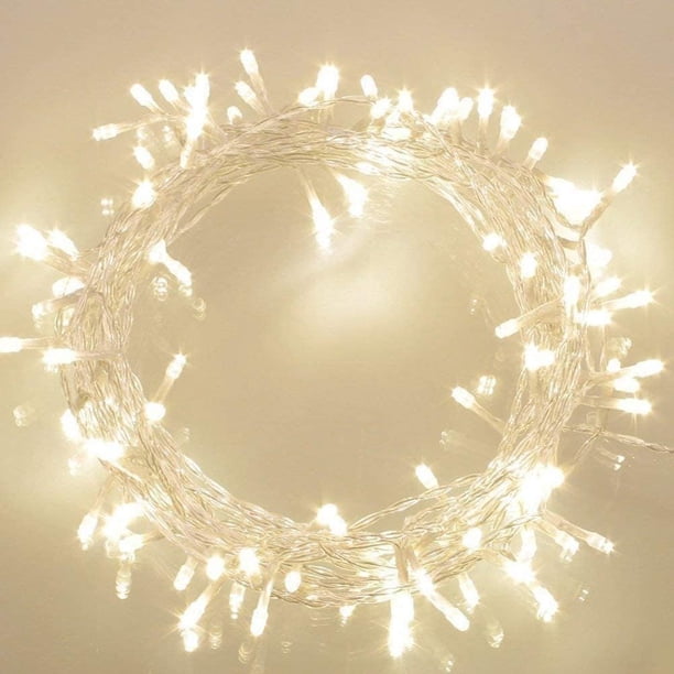 100 Led Fairy Lights Battery Operated with Timer Warm White (8 Modes, 11M, IP65 Waterproof) Outdoor Lighting THD02, 1 Pack