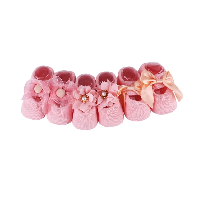 Calcetines de algodón para bebé, juego de 3 pares de calcetines antideslizantes de algodón para niña, calcetines de algodón para bebé, diseño a prueba de futuro