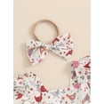 thumbnail image 5 of Bagilaanoe Newborn Baby Girl Summer Rompers Print Fly Sleeve Bodysuits + Headband 3M 6M 12M 18M Infant Ruffle One Piece Jumpsuit, 5 of 7