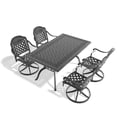 thumbnail image 2 of Black Aluminum Outdoor Dining Set with 4 Swivel Chairs and Rectangular Table, 5-Piece, 2 of 10