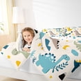 thumbnail image 4 of jejeloiu Multicolor Dino Pattern Queen Comforter Set,Kawaii Dinosaur Print Bedding Comforter Set For Boys Reversible 3-Piece, 4 of 8