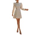 thumbnail image 2 of hirigin Women's Spring Autumn Short Dress Solid Color/Dot Print Long Sleeve O Neck Dress, 2 of 9