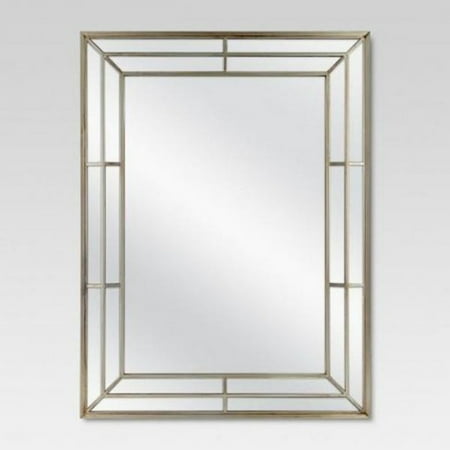 Rectangle Beveled Decorative Wall Mirror Champagne