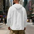 thumbnail image 3 of Dresfit Men's Linen Shirts Drawstring Henley Shirts Summer 2026 Breathable Beach Hoodie with Hood Striped Button Down Oversized Relaxed Fit Streetwear White XL, 3 of 5