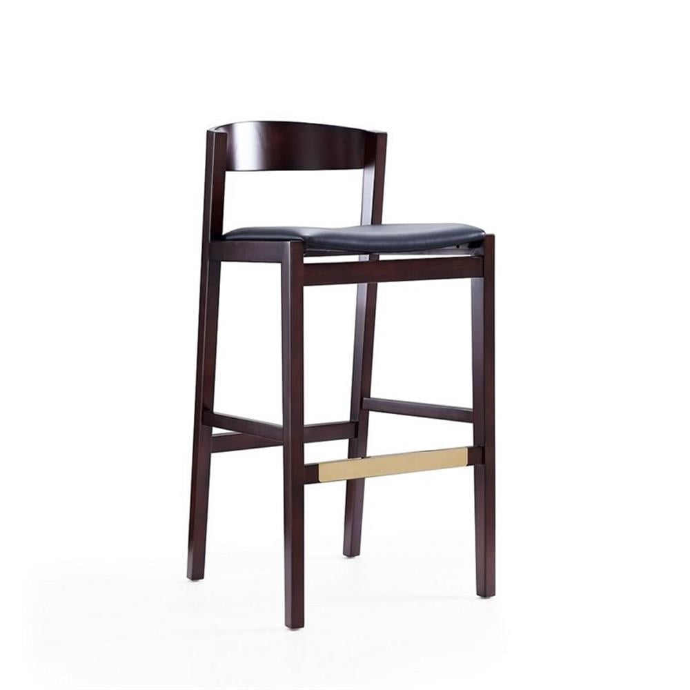 Manhattan Comfort Klismos 30.5" Faux Leather Barstool in Black (Set of 3)