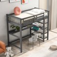 thumbnail image 3 of Veryke Wood Twin-Size High Loft Beds Loft Beds with Corner Desk and Bookcase Under-Bed Storage, 3 of 9