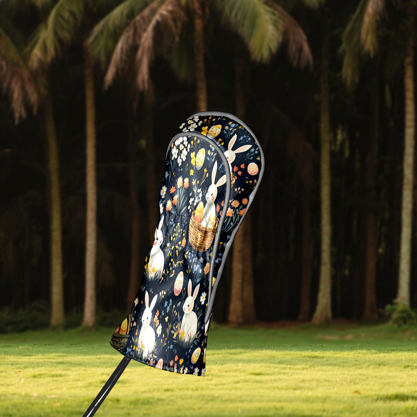 Golf Club Covers PU Leather Waterproof Head Covers for Fairway Woods Hybrids Easter Patterns