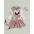 thumbnail image 4 of Autumn Infant Baby Girls Christmas Outfits 3M 6M 12M 18M Long Sleeve Romper + Deer Suspender Skirt + Headband Set Fall Clothes, 4 of 9