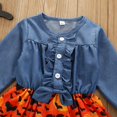 thumbnail image 3 of Toddler Baby Kid Girls Halloween Dress Bow Ruffles Denim Pumpkin Party Dress, 3 of 5