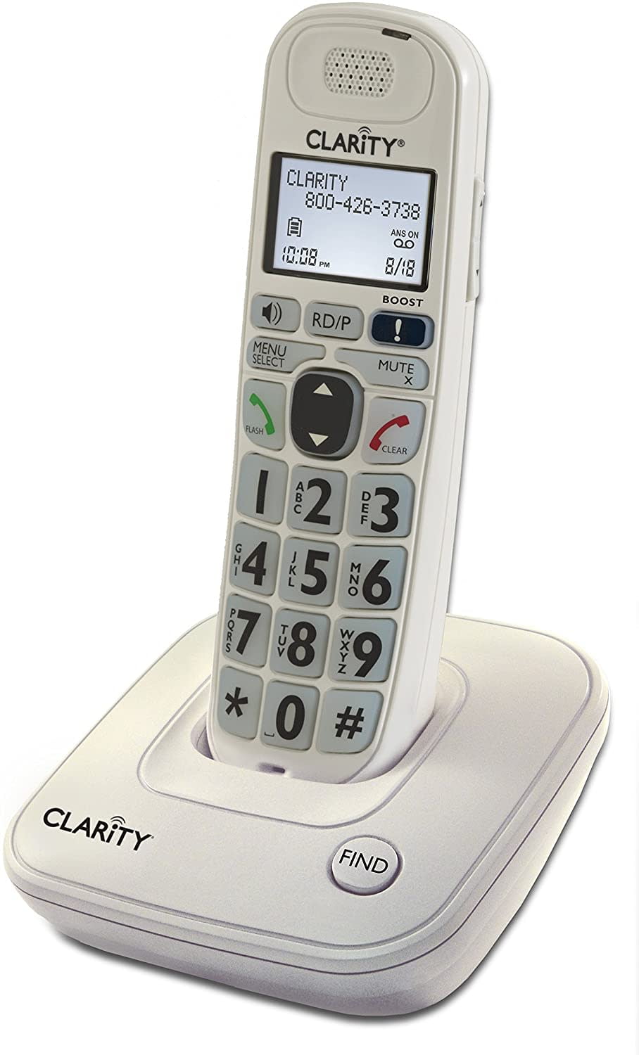 Clarity Amplified/Low Vision Cordless Phone with CID Display, White