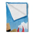 thumbnail image 2 of Crabs Soft Flannel Fleece Throw Blanket, Cool Crustacean with Black Sunglasses and a Hat Summer Vacation on Tropical Island, Cozy Plush for Indoor and Outdoor Use, 50" x 70", Multicolor, by Ambesonne, 2 of 5