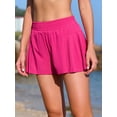 thumbnail image 6 of Womens Swim Board Shorts High Waisted Side Ruffled 2-In-1 Swimming Bottoms with Pockets, 6 of 7