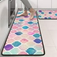 thumbnail image 2 of Kitchen Rugs Sets Of 2,Multi Color Moroccan Checkered Pattern Anti Fatigue Kitchen Mat Rugs Non Slip Washable,Decorative Kitchen Floor Mats for Kitchen,Sink,Laundry,17"x47"+17"x47", 2 of 5
